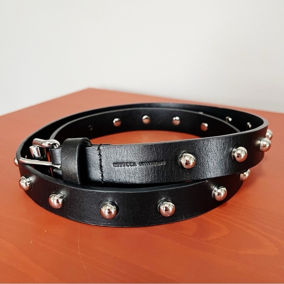 Rebecca Minkoff Black Genuine Leather Milan Dome Studded Belt Adjustable main image 6